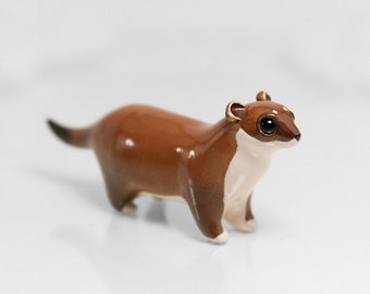 Weasel Figurine OOAK Handmade Polymer Clay Animal Totem