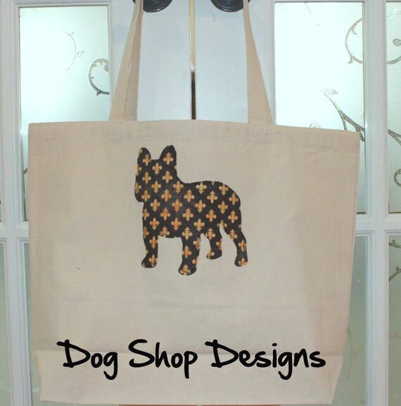 French Bulldog Appliqued Canvas Tote Bag