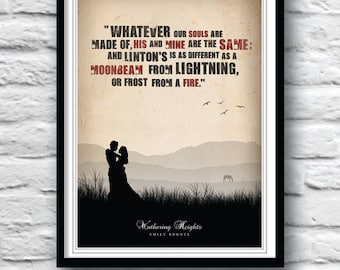 Wuthering Heights book, Emily Bronte, Movie Poster, Quote print, Literature Art, Minimalist art