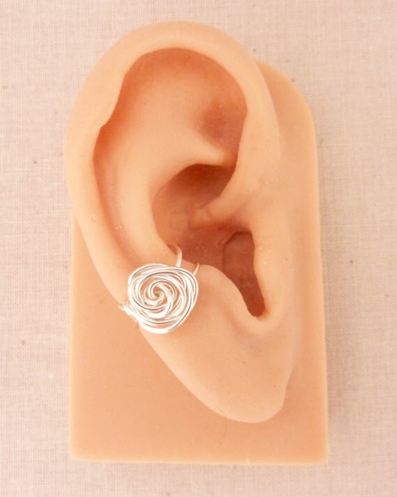Handmade Wire Wrapped Rose Ear Cuff