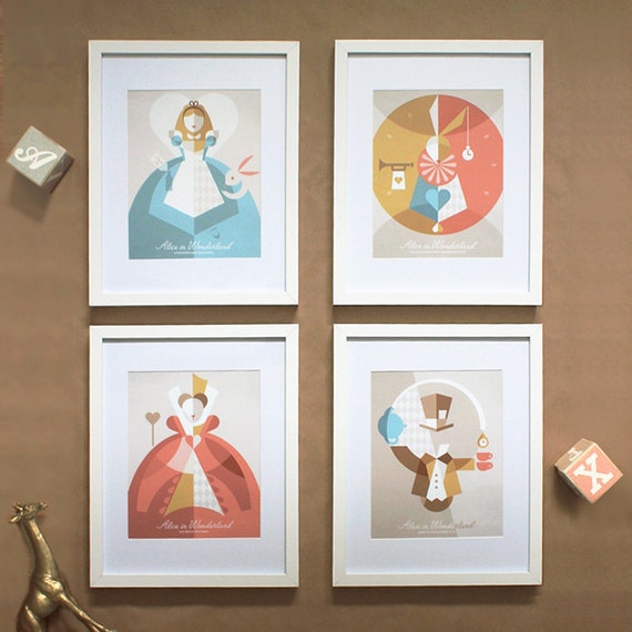 Items similar to 11x14 Alice in Wonderland Minimalist Print SERIES 