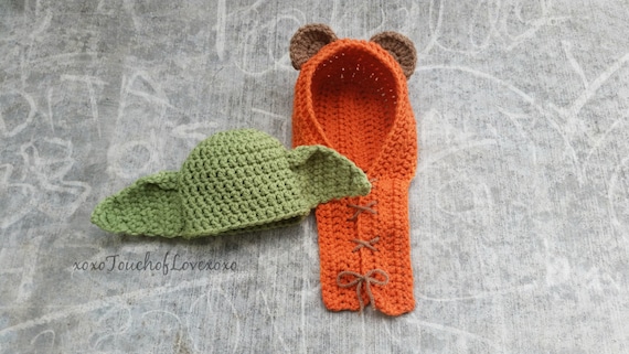 Ewok & Yoda Crocheted Bonnets