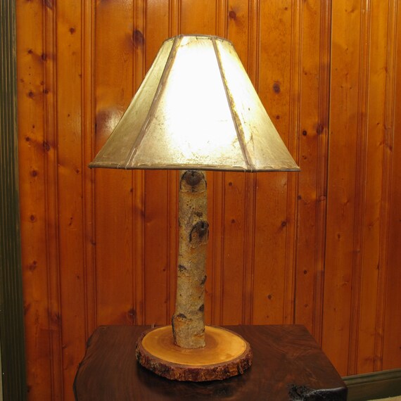 Riverbirch Log Table Lamp Live Edge Wood by MissouriNatureArt