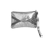 Silver Galaxy Leather Wristlet // Art Deco Purse // Geometric Clutch // Black Holographic Metallic // Purse Bag // Birthday // Party