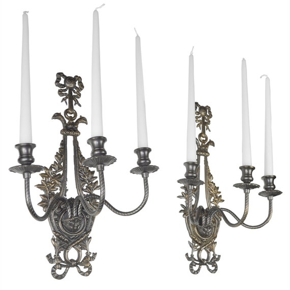 Antique Candle Wall Sconces Brackets Neo Rococo by DecoLighting