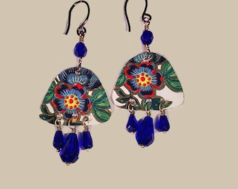 Vintage Tin Bluebell Earrings
