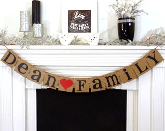 Personalized Family Sign / Last Name - Family Banner / Rustic / Family Reunion Photo Prop / Fireplace Decor / Housewarming