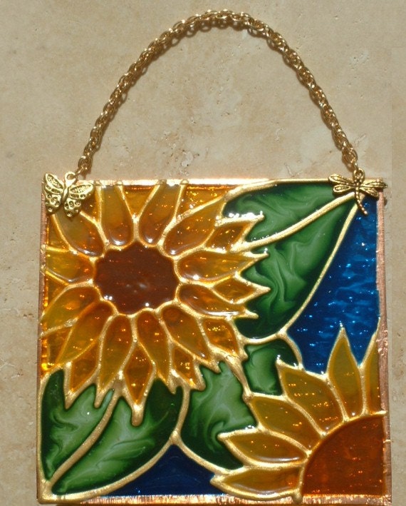 blue sunflower suncatcher