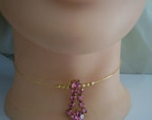 Choker. Recrafted. Vintage earring. Pink.