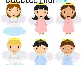 Items similar to Cute Angels Dove Cross Digital Clip Art on Etsy