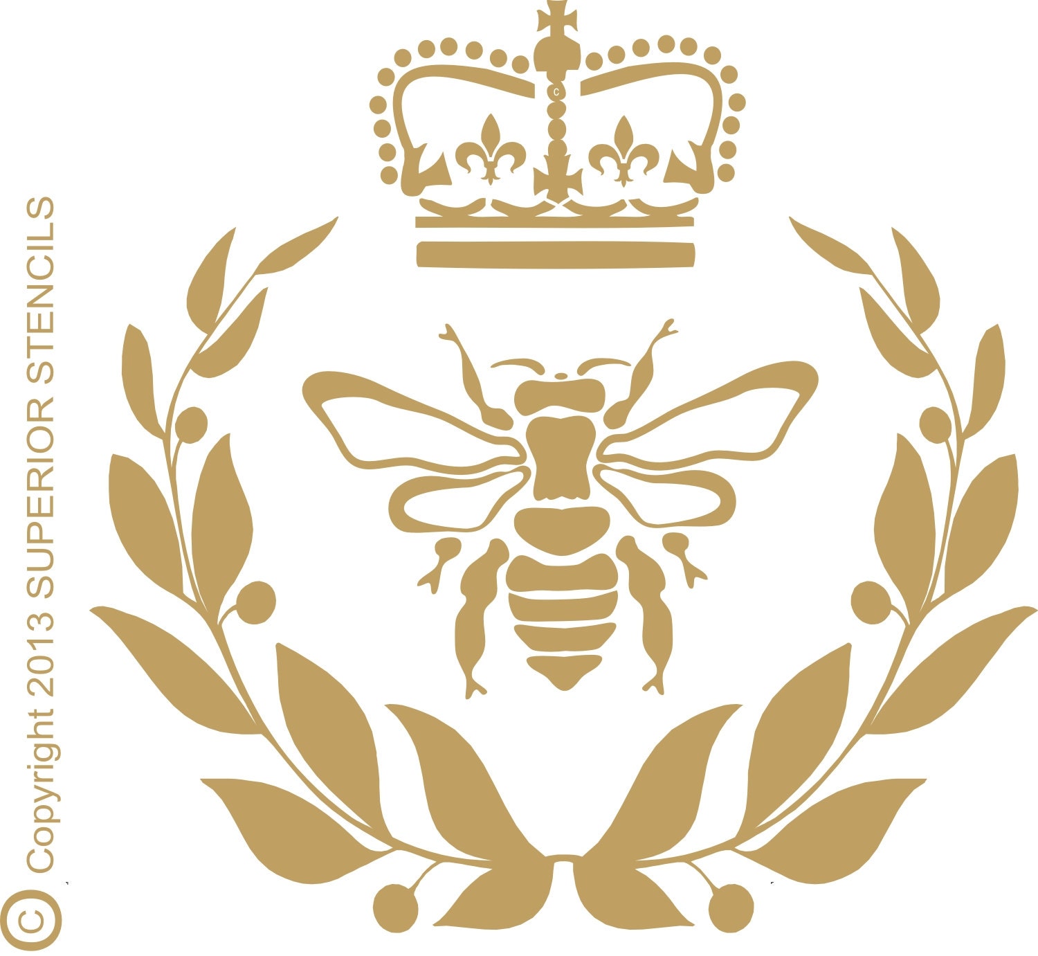 Royal Bee Wreath Reusable STENCIL with Crown and wreath