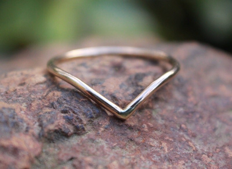 Gold Chevron Ring Stack V Ring Gold Filled V Shaped Ring