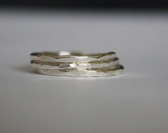 Fine Silver Stacking Ring, Thin Silver Stackable Ring, Hammered Silver Stack Ring, sterling silver stack ring, midi ring