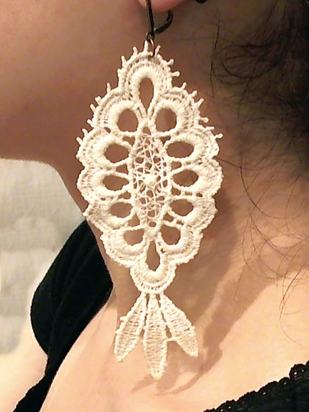 Lace Earrings Retro Earrings Cotton Lace Earrings by BiSew on Etsy