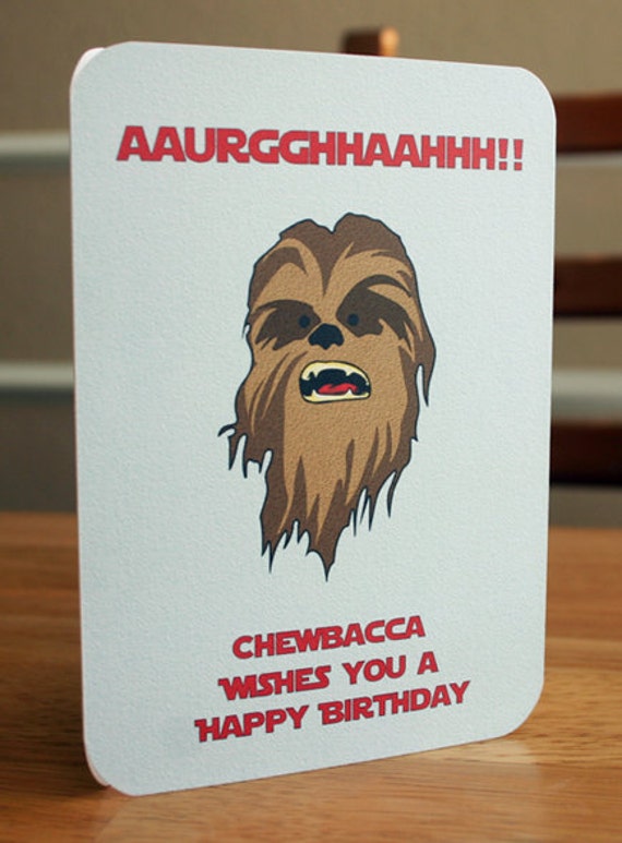 Star Wars Printable Birthday Card Chewbacca by elletoppdesignworks