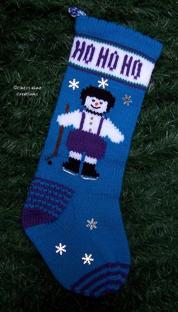 Items similar to Hockey Snowman Christmas Stocking Knitting Pattern No. 118 o...