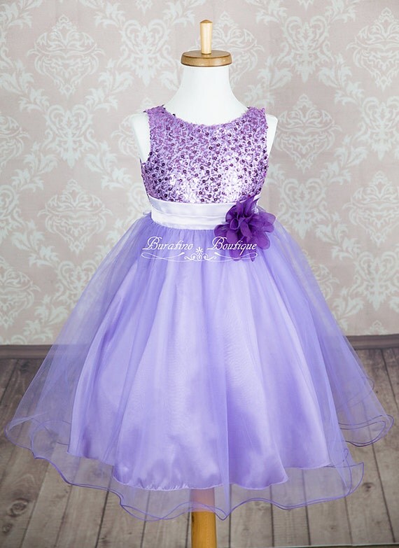 Flower Girl Dress Lilac Sequin Double Mesh by BURATINOBOUTIQUE