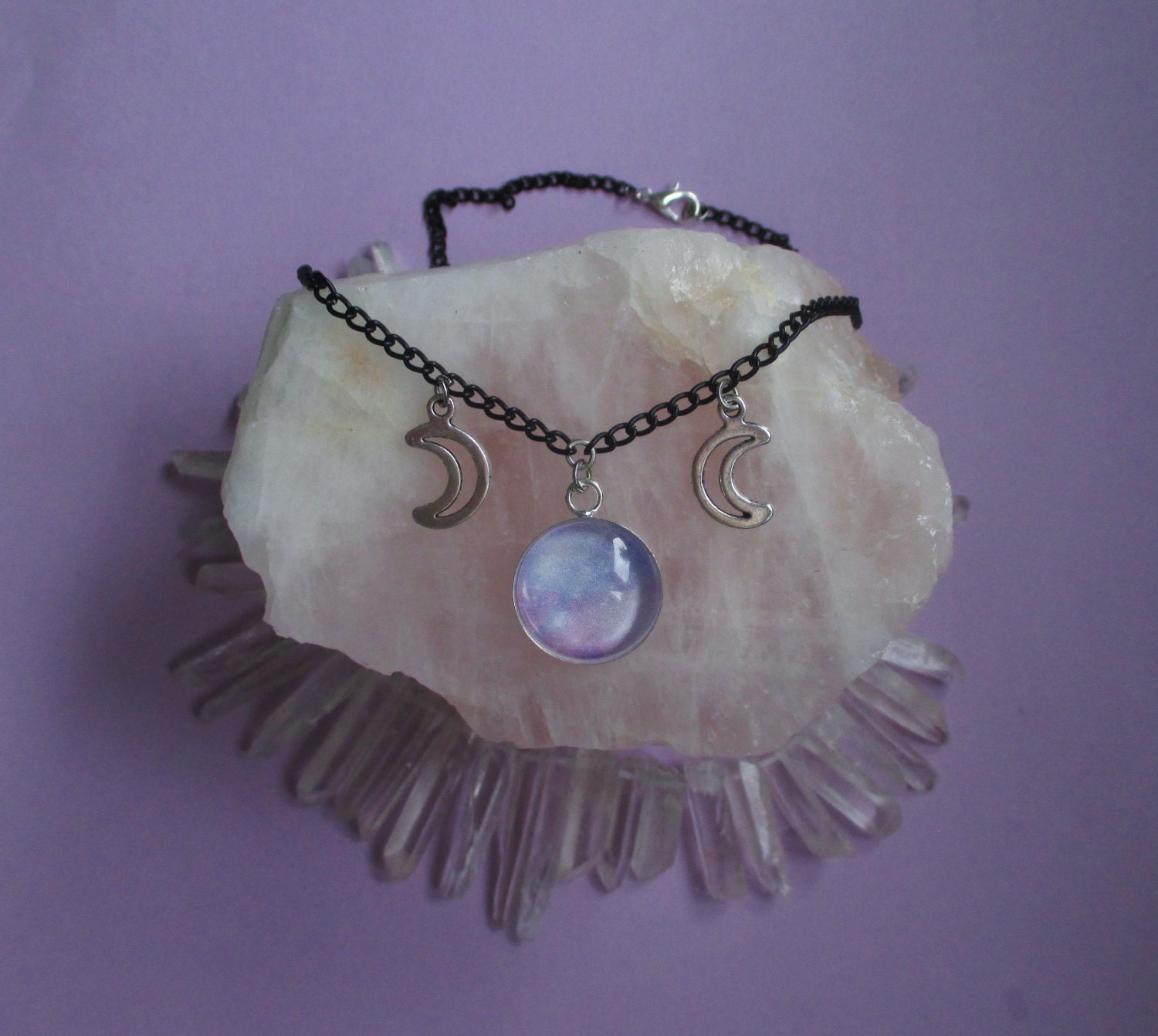 pastel goth moon necklace galaxy necklace witchy jewelry