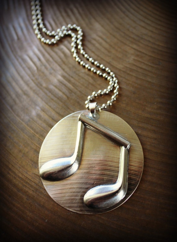 Eighth Notes Key Chain or Pendant Recycled Keys on