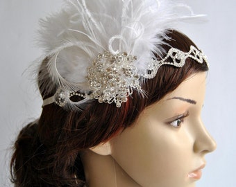 Rhinestone Flapper 1920s headpiece, Rhinestone Headband, Bridal wedding crystal headband, the great gatsby headpiece, rhinestone flapper