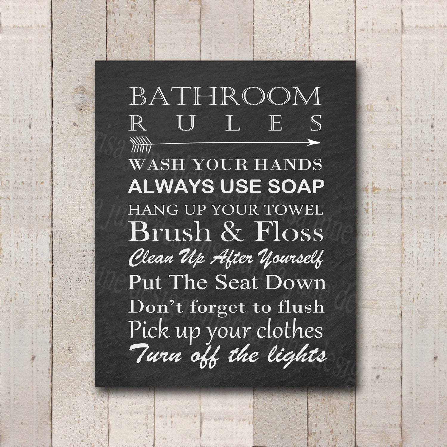 Bathroom Rules Printable Sign 4 Color by MarisaJuneDesigns