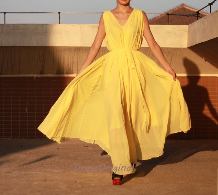 plus size long yellow dress