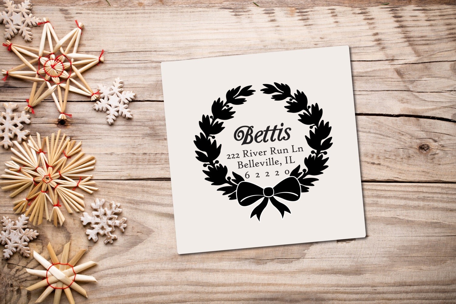 Christmas Wreath Return Address Stamp