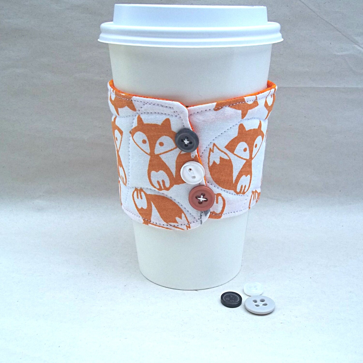 Fox Coffee cup cozy drink Insulated Reusable quilted