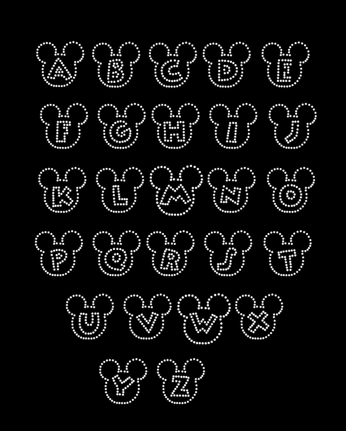 Disney Mickey Mouse Ears Font RHINESTONE by RhinestonesTransfers