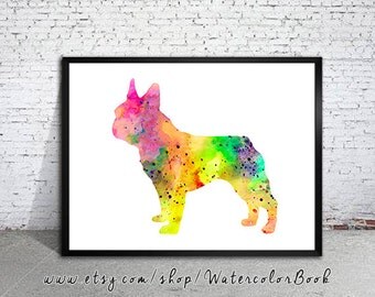Colorful French Bulldog 3 Watercolor Print, Home Decor, dog watercolor,watercolor painting, French Bulldog art,animal watercolor,Bulldog art