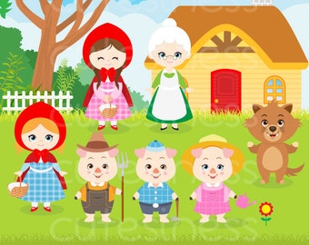 Little Red Riding Hood Clipart, Little Red Clipart, Three Little Pig clipart