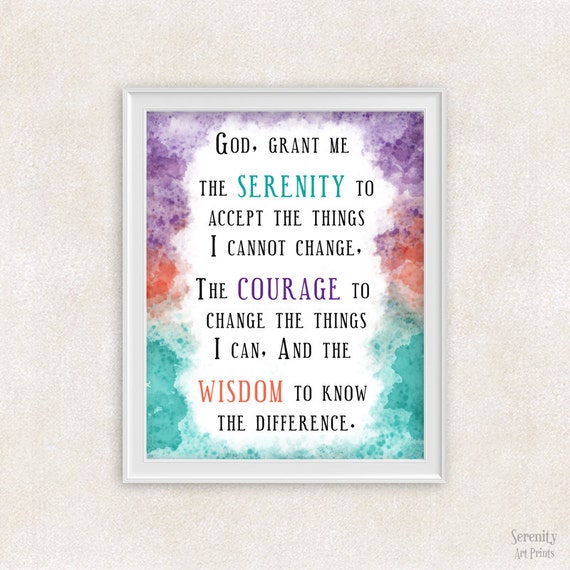 Serenity Prayer Art Print 8x10 Inspirational Quote Wall