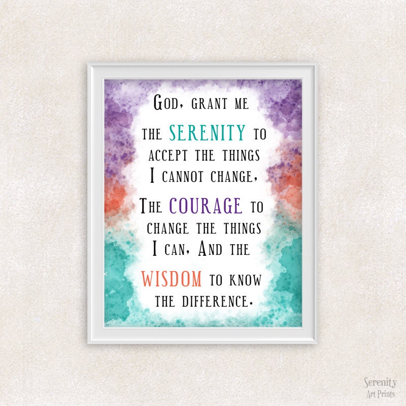 serenity prayer art print 8x10 inspirational quote wall