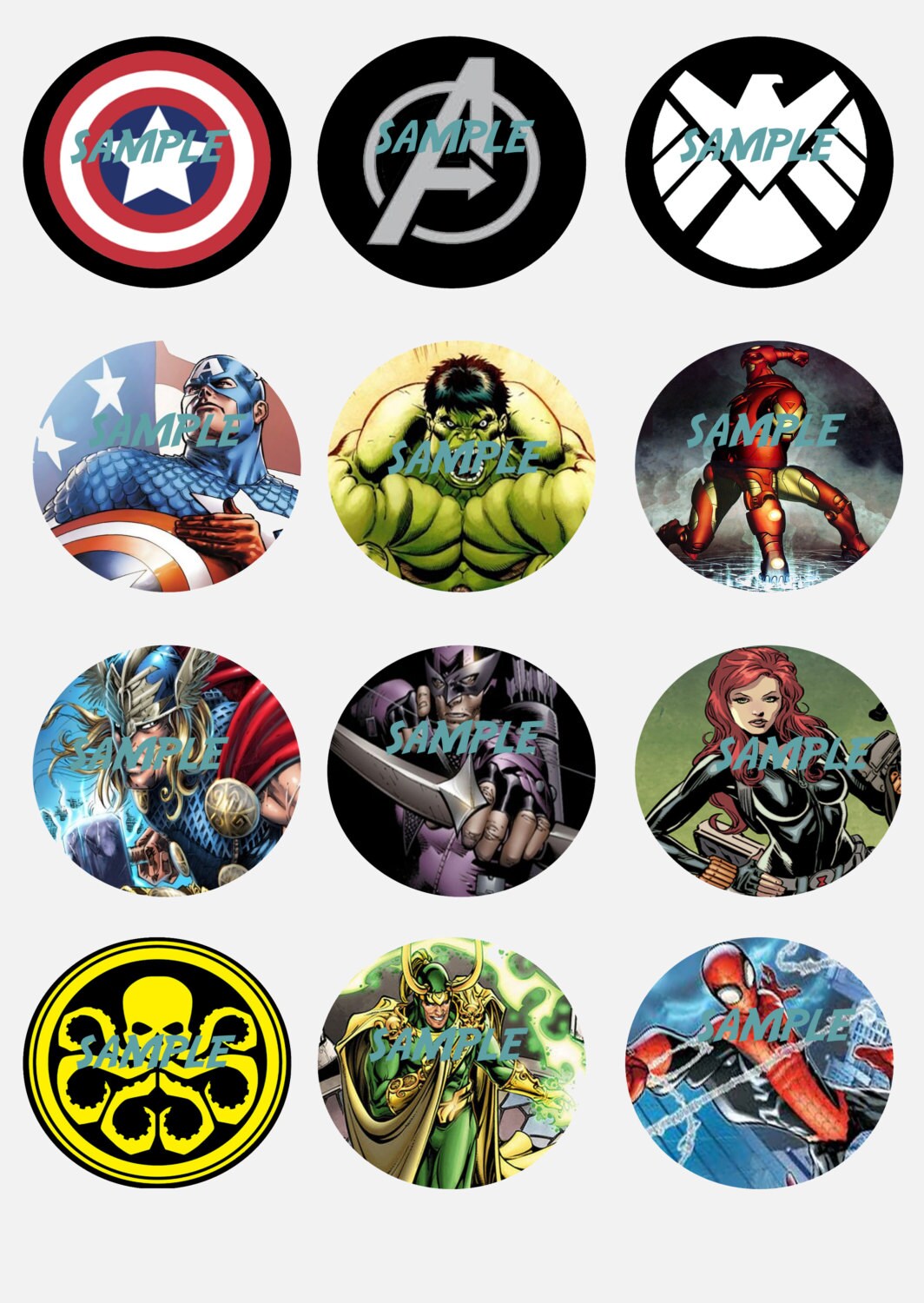 12 marvel avengers cupcake / muffin toppers digital by WHATaCULT