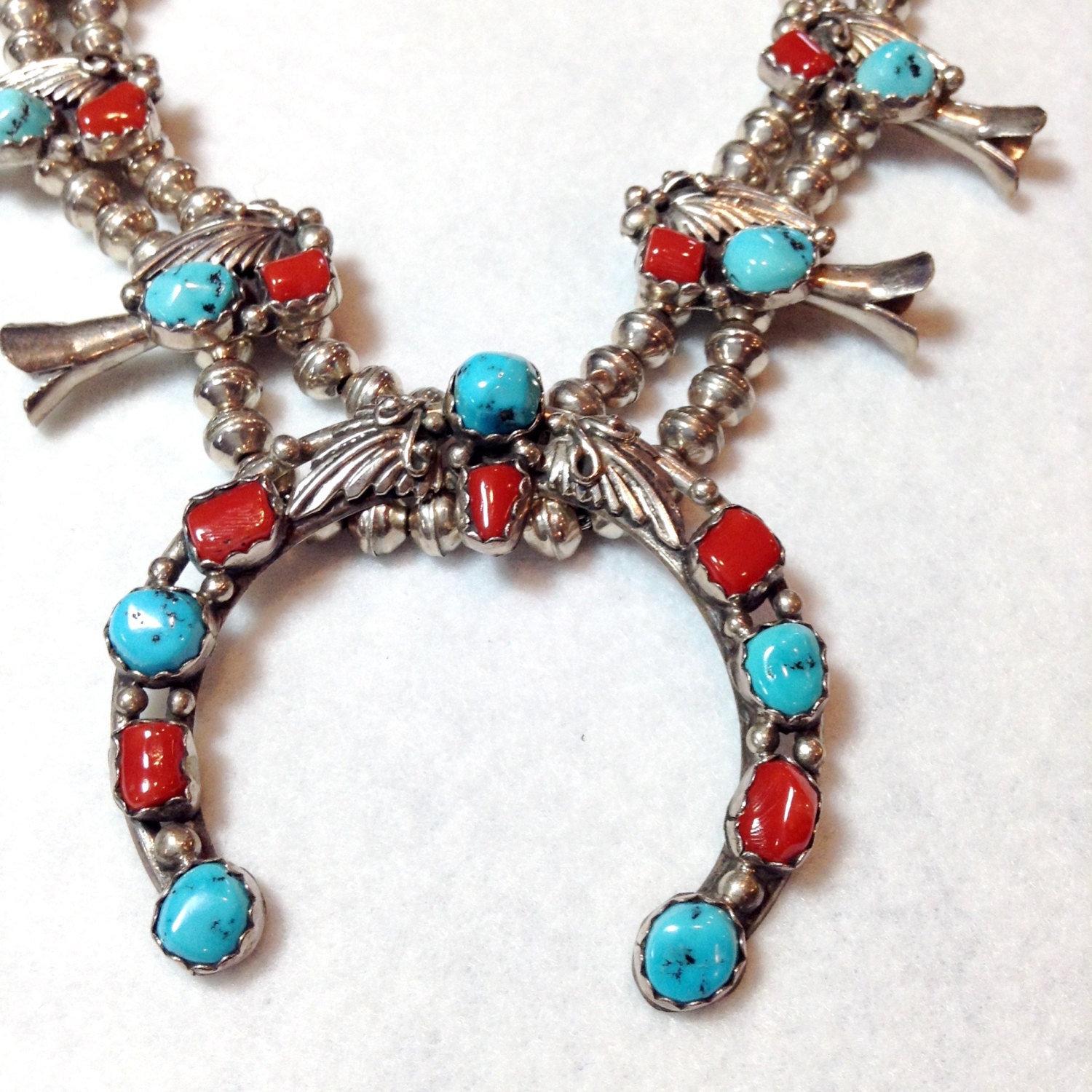 Squash Blossom Sterling Turquoise Coral by BeadTrueToYourHeart