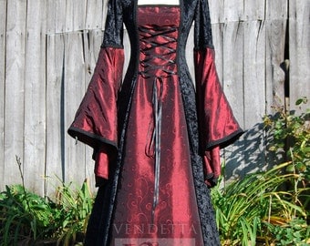 Medieval Gothic inspired Dress Custom made in sizes XS-XXL & choice of colours
