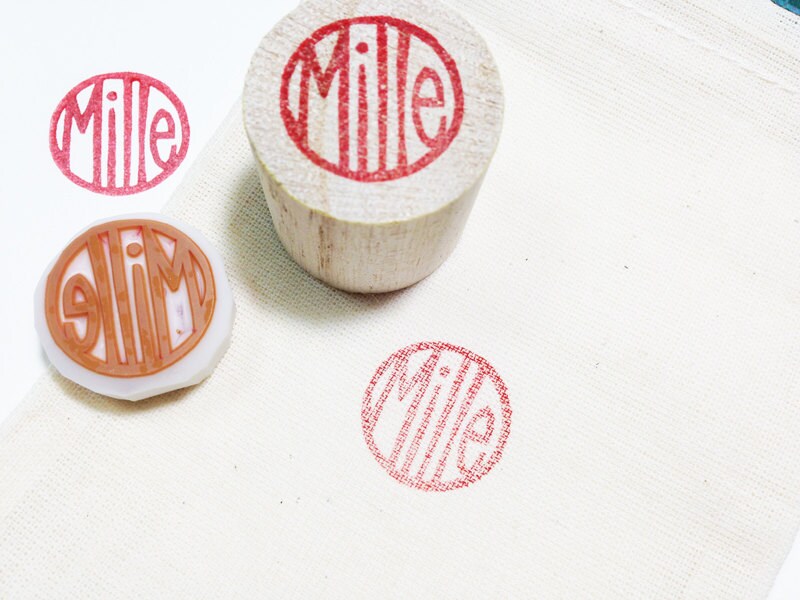 personalized name hand carved rubber stamp. custom made shop