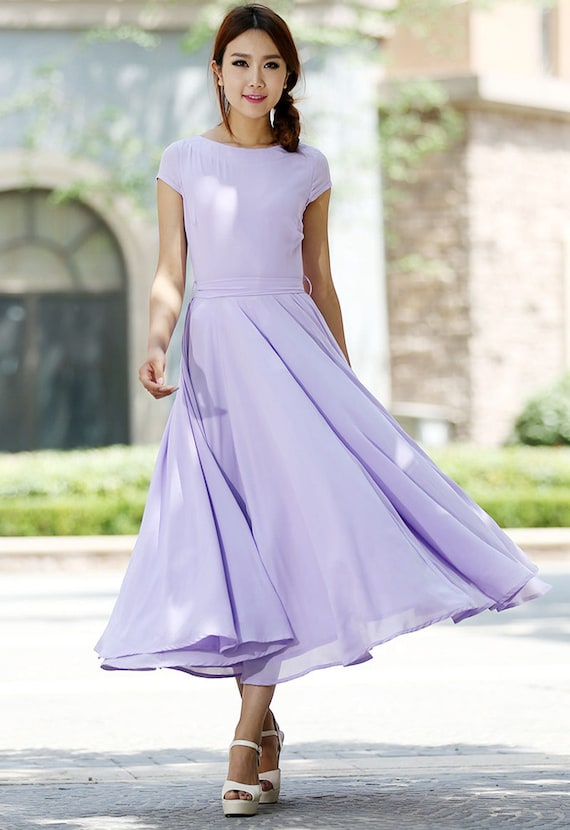 purple dress Woman Maxi dress chiffon dress custom made