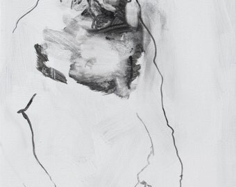 abstract figure painting black and white