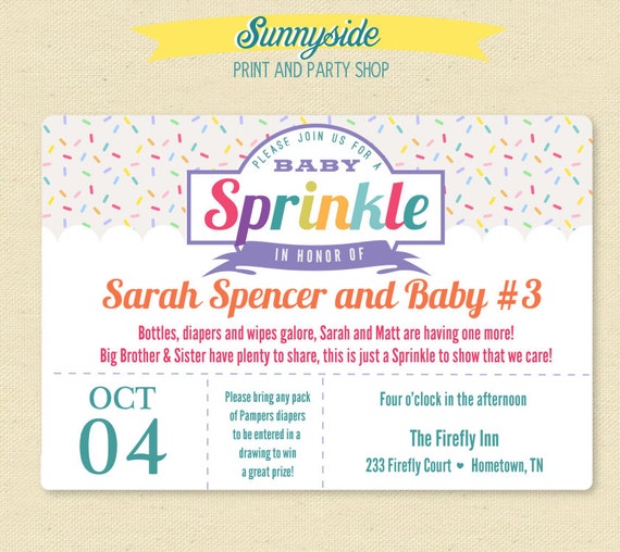 Retro Baby SPRINKLE Invite - Gender Neutral Printable Sprinkle / Shower Invitation Il_570xn