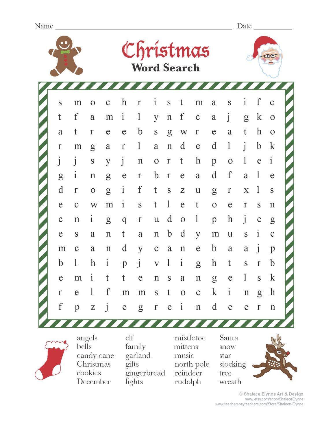 Christmas Word Search Printable Game Instant Download