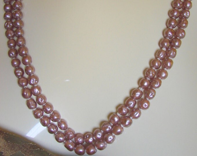 20s 30s Flapper Hand Knotted Baroque Pearl Necklace / Vintage Jewelry / Jewellery