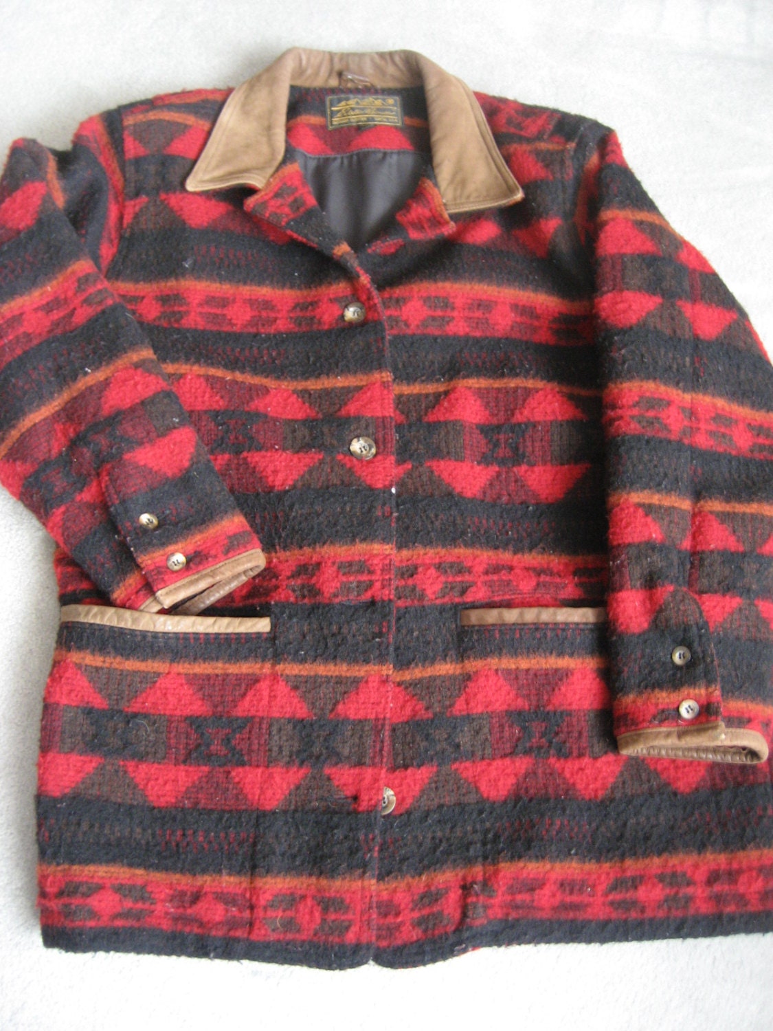 WOOL Blanket Coat/ Jacket 1970s Southwest Navajo Style