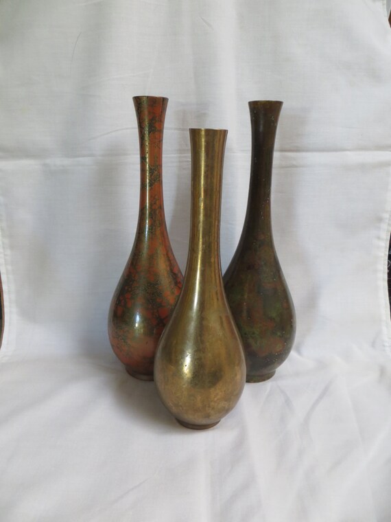 Japanese Mixed Metal Bud Vases