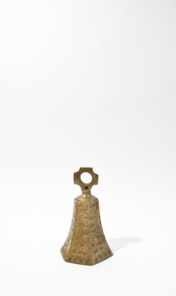 Vintage Brass Bell India Brass Etched Brass Bell