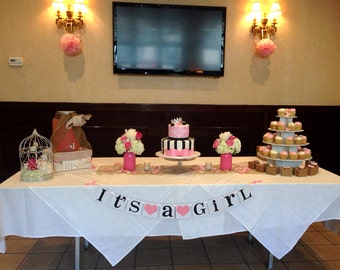 Its A Girl Banner / Baby Shower Decoration / Baby Announcements / Gender Reveal Banner /Rustic /Onesie /New Baby / Baby Pink