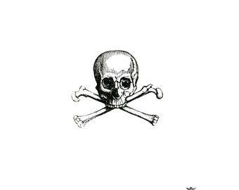 Vintage Skull and crossbones, Pirate tattoo, Halloween tattoo, Body Art, Wickedly Lovely Skin Art Temporary Tattoo (includes 4 tattoos)