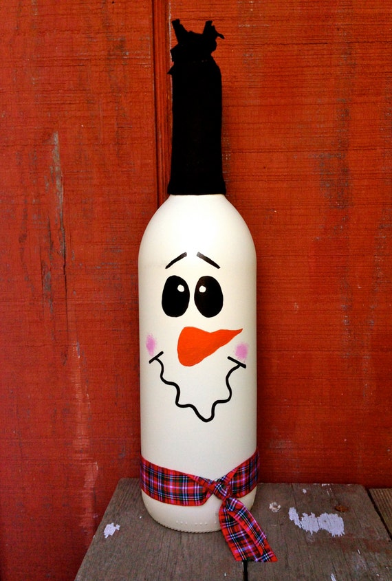 Snowman Wine Bottle Décor / Cute & Classy Holiday by Hinzpirations