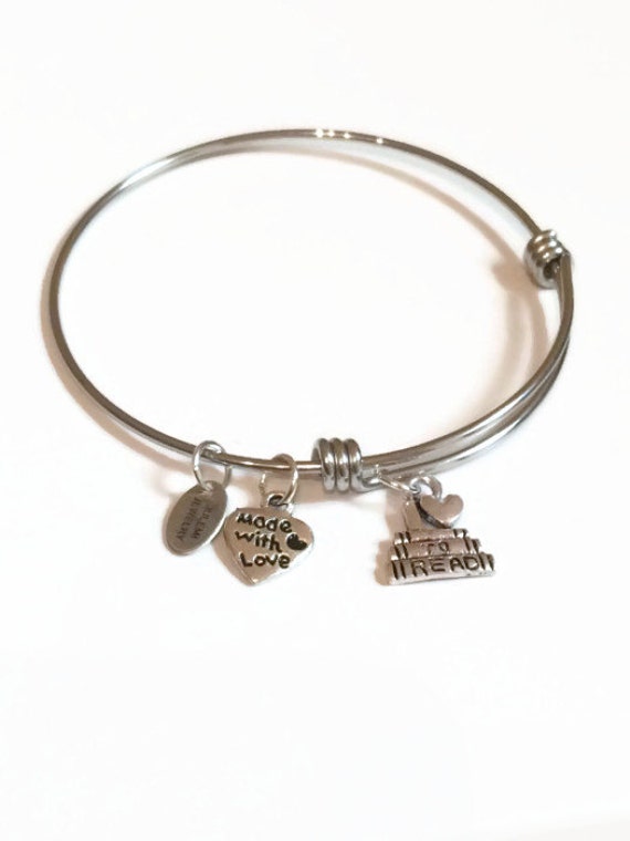 Items similar to Reading Expandable Bracelet Book Club Stacking Bangle