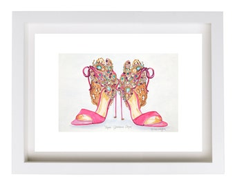 Items similar to Red High Heels Art Print, Fashion Shoe Art, Red Shoes ...